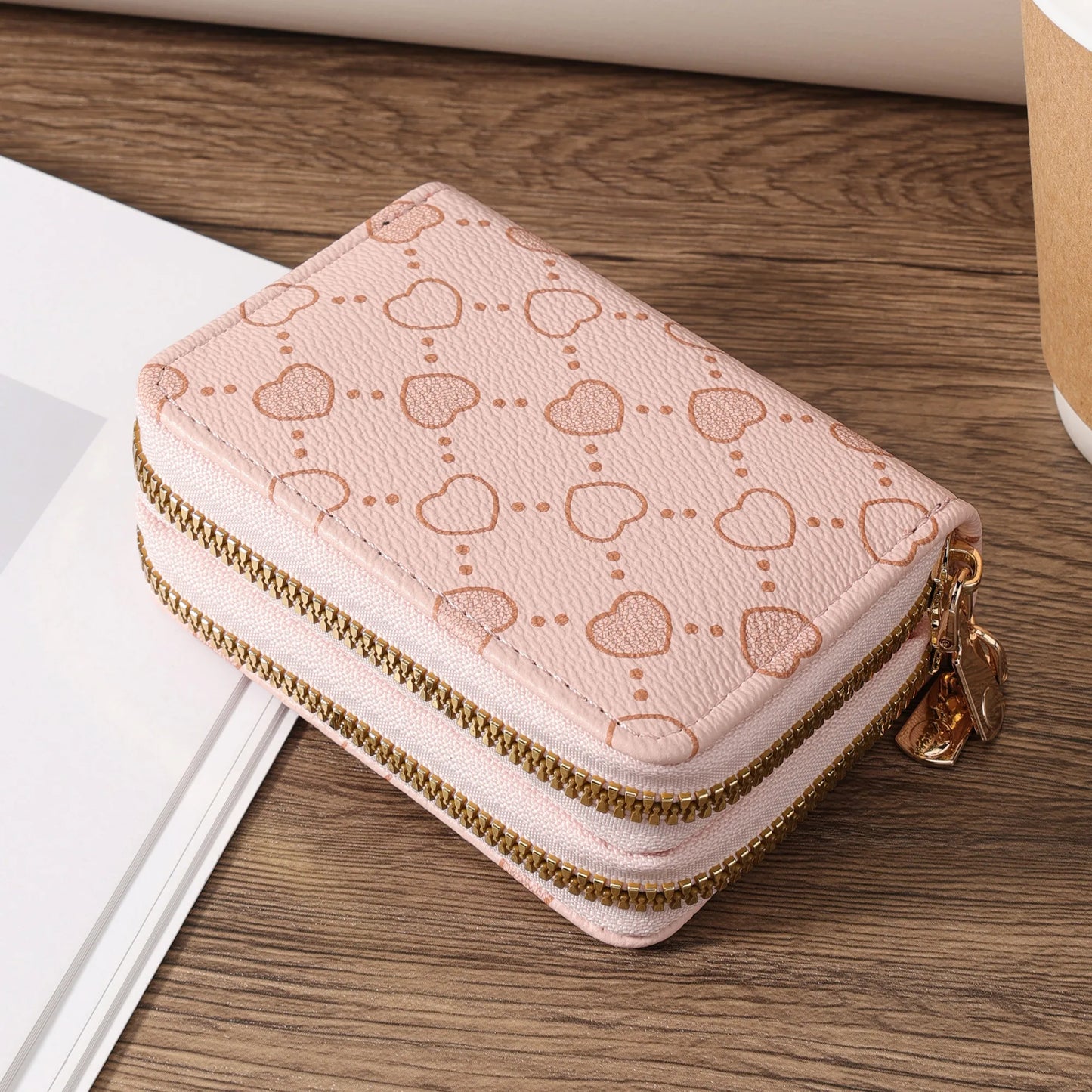 Women'S Minimalist Short Wallet, Coin Wallet, Stylish Dual Zipper Clip, Multifunctional Key and Cash Storage Bag