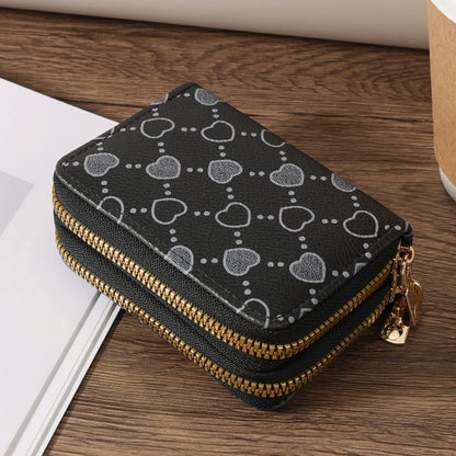 Women'S Minimalist Short Wallet, Coin Wallet, Stylish Dual Zipper Clip, Multifunctional Key and Cash Storage Bag