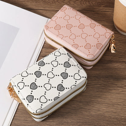 Women'S Minimalist Short Wallet, Coin Wallet, Stylish Dual Zipper Clip, Multifunctional Key and Cash Storage Bag