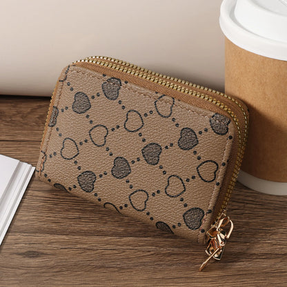 Women'S Minimalist Short Wallet, Coin Wallet, Stylish Dual Zipper Clip, Multifunctional Key and Cash Storage Bag