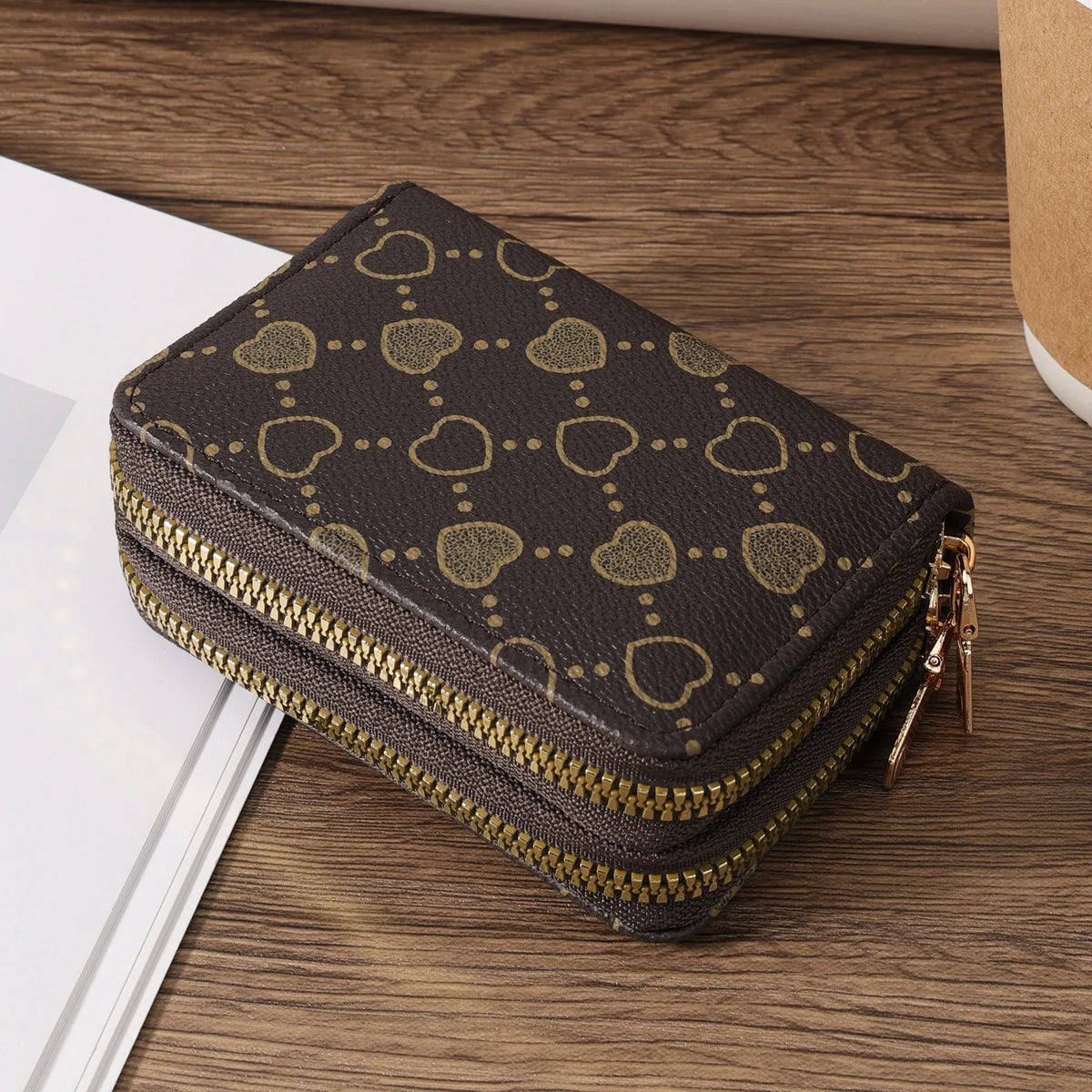 Women'S Minimalist Short Wallet, Coin Wallet, Stylish Dual Zipper Clip, Multifunctional Key and Cash Storage Bag