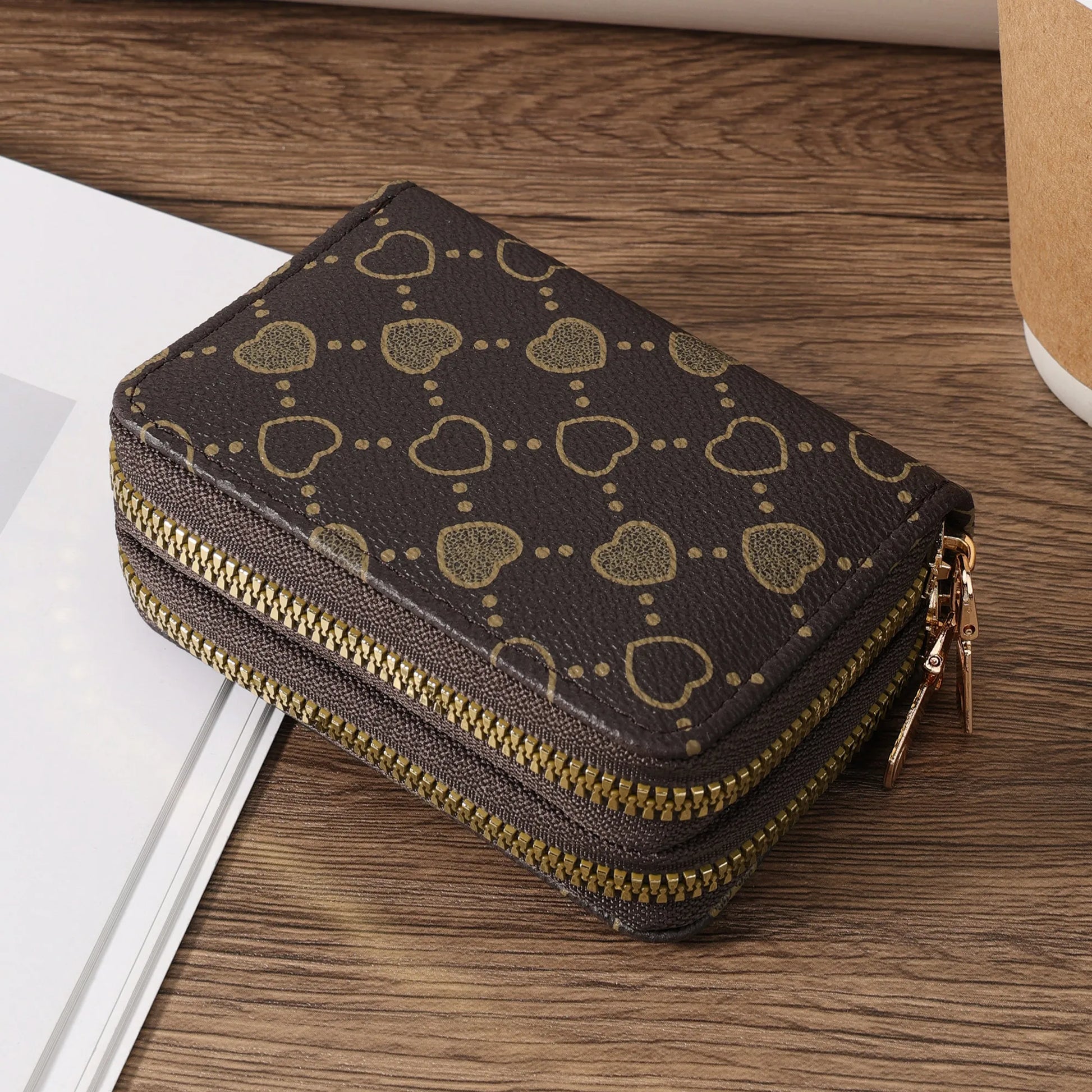 Women'S Minimalist Short Wallet, Coin Wallet, Stylish Dual Zipper Clip, Multifunctional Key and Cash Storage Bag