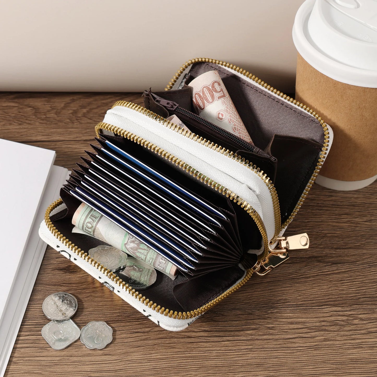 Women'S Minimalist Short Wallet, Coin Wallet, Stylish Dual Zipper Clip, Multifunctional Key and Cash Storage Bag