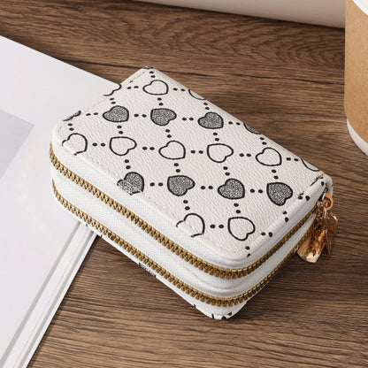 Women'S Minimalist Short Wallet, Coin Wallet, Stylish Dual Zipper Clip, Multifunctional Key and Cash Storage Bag
